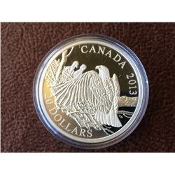 20 dollars 2013 fine silver coin: The bald eagle, mother protecting her Eaglets.
