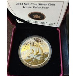 20 dollars 2014 fine silver coin- Iconic Polar Bear
