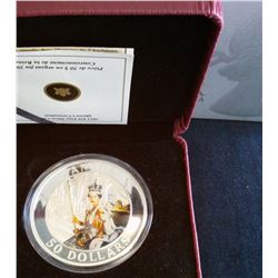 50 dollars 2013, Queen's Coronation, Proof Coloured in case with sleeve and COA.
