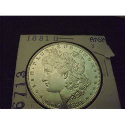 1881-O MORGAN SILVER DOLLAR, AU-58