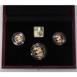 1990 United Kingdom 3-coin Gold Proof sovereign Set. Includes 1/2 soveriegn,full sovereign and two p