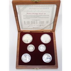 Mexico 1986 prestige proof sterling silver 6-coin set.  Comes with all original packaging.