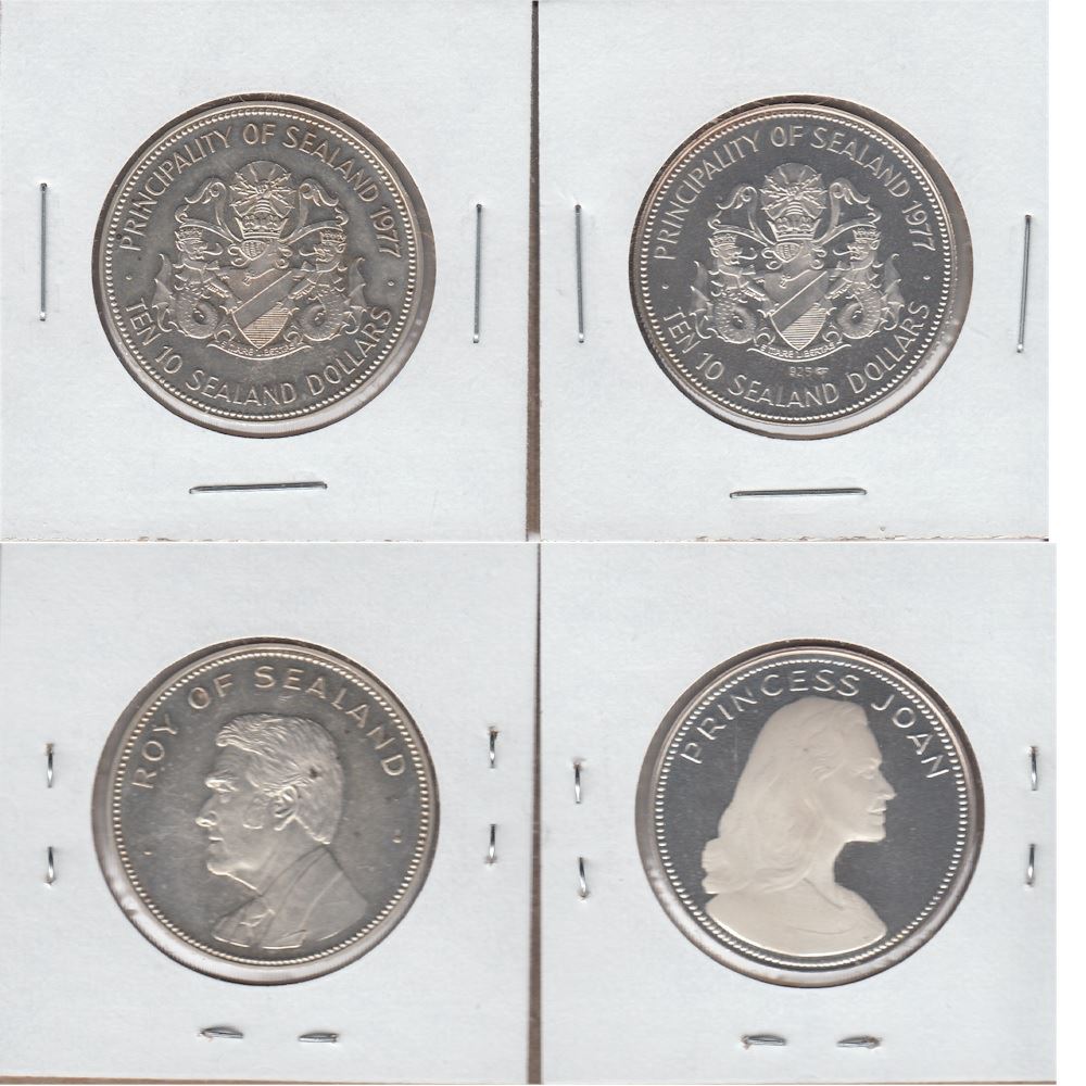 Sealand 1977 10 Princess Joan Proof & 1977 10 Roy of Sealand Proof