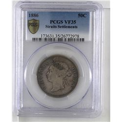 Straits Settlement 1886  50ct PCGS VF35