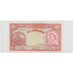 1953 Bahamas 10 Shillings.  S/N: 049405, VF