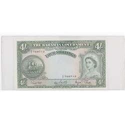1953 Bahamas 4 Shillings.  S/N: 769712, AU to UNC