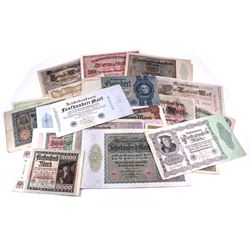 Group lot of 21 Large Sized German banknotes.  Dates range from 1910 to 1935.  Grades range from VG 