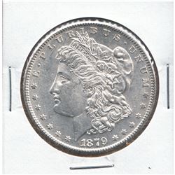 United States Morgan $1 1879-S 3rd Reverse in UNC+ condition. A bright white coin.