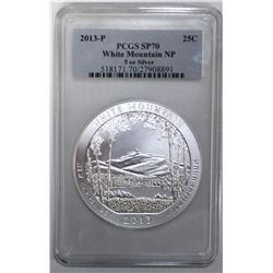 2013P USA quarter dollar White Mountain 5oz silver PCGS SP70.