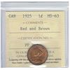 Image 1 : 1-cent 1925 ICCS MS63 Red and Brown.