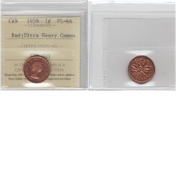 1-cent 1959 ICCS PL66 Ultra Heavy Cameo Red