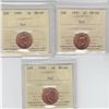 Image 1 : 1-cent 1993, 1994 & 1998 ICCS MS-66 Red. 3pcs