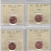 Image 1 : 1-cent 2001, 2002P, 2004 & 2004P ICCS MS67 Red.  All coins tied for the finest known. 4pcs
