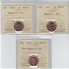 Image 1 : 1-cent 2011 Magnetic, 2012 Magnetic & 2012 Non Magnetic ICCS MS67 Red. 3pcs.  2012's are tied for th