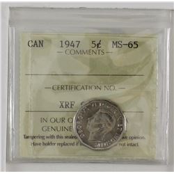 5-cent 1947 ICCS MS-65