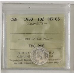 10-cent 1950 ICCS MS65. Blast white!