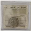 Image 1 : 25-cent 1890H ICCS Certified MS60. An exceptional coin with lots of rolling luster. Coin is has brig