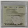 Image 1 : 25-cent 1911 first year issue George 5th. ICCS Certified MS64. A well struck coin with bright fields