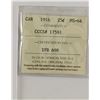 Image 3 : 25-cent 1916 CCCS MS64, cross graded ICCS MS64.