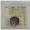 Image 1 : 25-cent 1938 ICCS Certified MS64. A deeply toned coins with strong colours of Violets and Blues.
