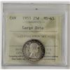 Image 1 : 25-cent 1953 large date ICCS MS65