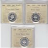 Image 1 : 25-cent ICCS 1955 PL66 HC, 1959 PL65 UHC & 1964 PL65 UHC. 3pcs