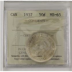 50-cent 1937 ICCS MS65. White with light toning.