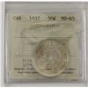 Image 1 : 50-cent 1937 ICCS MS65. White with light toning.