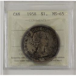 Silver $1 1958  ICCS MS65