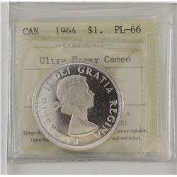 silver $1 1964 ICCS PL66 Ultra Heavy Cameo.  Solo finest known.