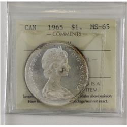 silver $1 1965 Type V ICCS MS65