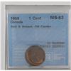 Image 1 : 1968 Off Center Error Canada 1-cent CCCS Certified MS63 Red & Brown. Coin is approximately 30% off C