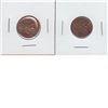 Image 1 : Lot of 2 different Error Canadian 1-cent coins. Lot includes a 1970 Partial Brokerage on reverse, 19