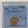 Image 1 : 5-cent Die cracks 1942 Tombac CCCS MS64.  Die cracks on both sides