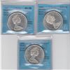 Image 1 : Die Break Error on 3 x 1965 Small Beads, Pointed 5 silver $1's.  All coins are CCCS graded AU58 to M