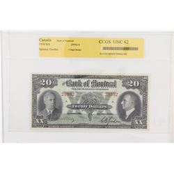 1938 Bank of Montreal 3 digit RADAR $20.  505-62-06, S/N: 29092, CCGS UNC-62