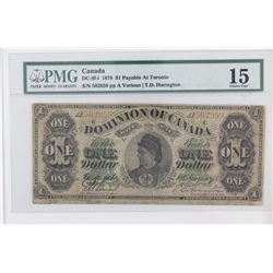 1878 $1 DC-8f-i Payable at Toronto #502959 PMG F15