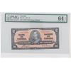 Image 1 : 1937 Bank of Canada Short Run $2.  BC-22c, S/N: L/R3371405, PMG CUNC-64, EPQ