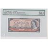 Image 1 : 1954 Bank of Canada Devil's Face $2.  BC-30b, S/N: F/B5398038, PMG CUNC-64, EPQ