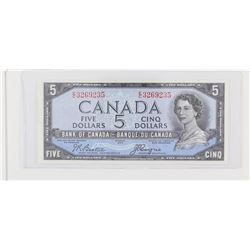 1954 Bank of Canada Devil's Face $5.  BC-31b, S/N: E/C3269235, AU