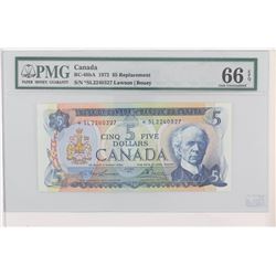 1972 Bank of Canada Replacement $5.  BC-48bA, S/N: *SL2240327, PMG GUNC-66, EPQ.  A well centered an