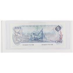 1979 Bank of Canada Replacement $5.  BC-53aA, S/N: 31003175158, AU-UNC