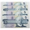 Image 2 : Group lot of 4 x 1986 $5 second generation replacement notes.  BC-56aA, BC-56aA-i, BC-56bA ENX, BC-5