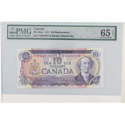1971 Bank of Canada Replacement $10.  BC-49aA, S/N: *DB3049179, PMG GUNC-65, EPQ