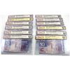 Image 1 : Group lot of 12 x unique 2005 insert replacement $10 notes , BCS UNC-60 or higher