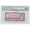 Image 1 : 1954 Bank of Canada Cutting Error $2.  BC-38d, S/N: S/G4705095, PMG GUNC-65, EPQ