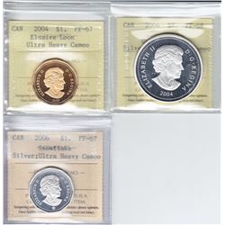 Group Lot of ICCS Certified Proof Commemorative Coins. Lot Includes, 2004 Silver $8 Great Grizzly PF