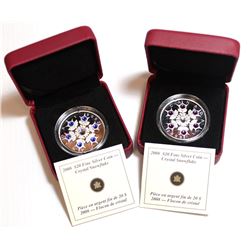 RCM Lot; 2008 $20 Crystal Snowflakes Amethyst & Sapphire. 2pcs.  No Tax