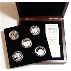 RCM Lot; 2014 $25 Fine Silver 'O' Canada 5-coin Set with Deluxe Wooden Box. No Tax