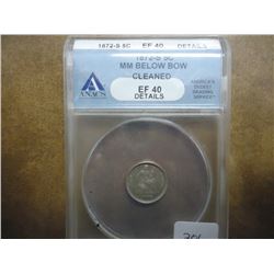 1872-S SEATED LIBERTY HALF DIME ANACS EXTRA FINE40